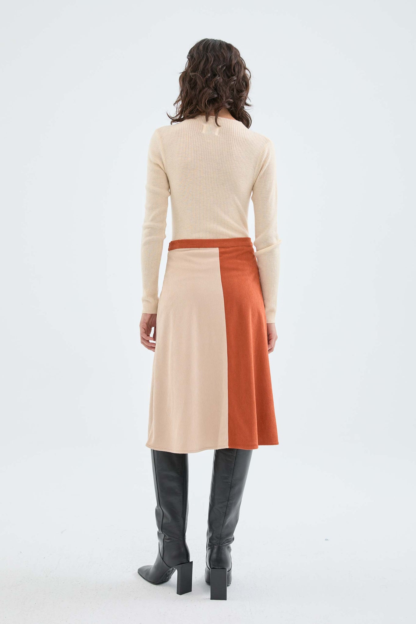 Grace Color Block Corduroy Skirt