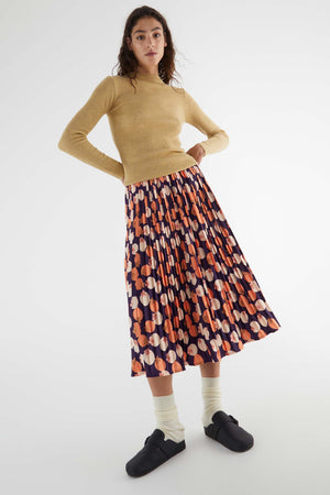 Isla Pomegranate Print Midi Skirt