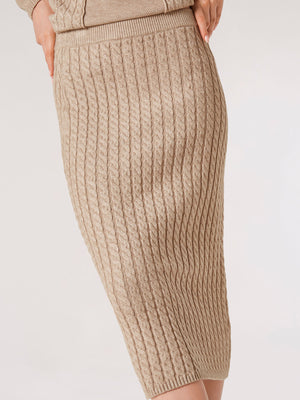 Aaliyah Aran Knitted Midi Pencil Skirt