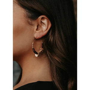 Gold Hoops w/ Beaded Detail