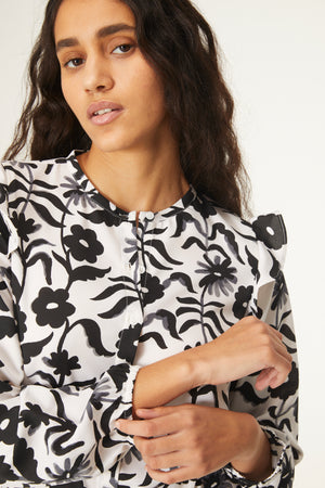 Emily Floral Blouse with Ruffle Detail