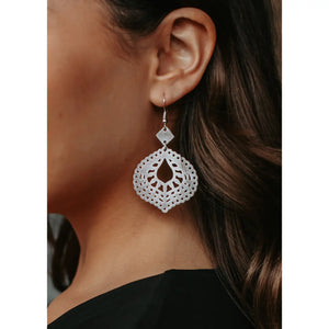 Silver Geometric Dangle Earrings