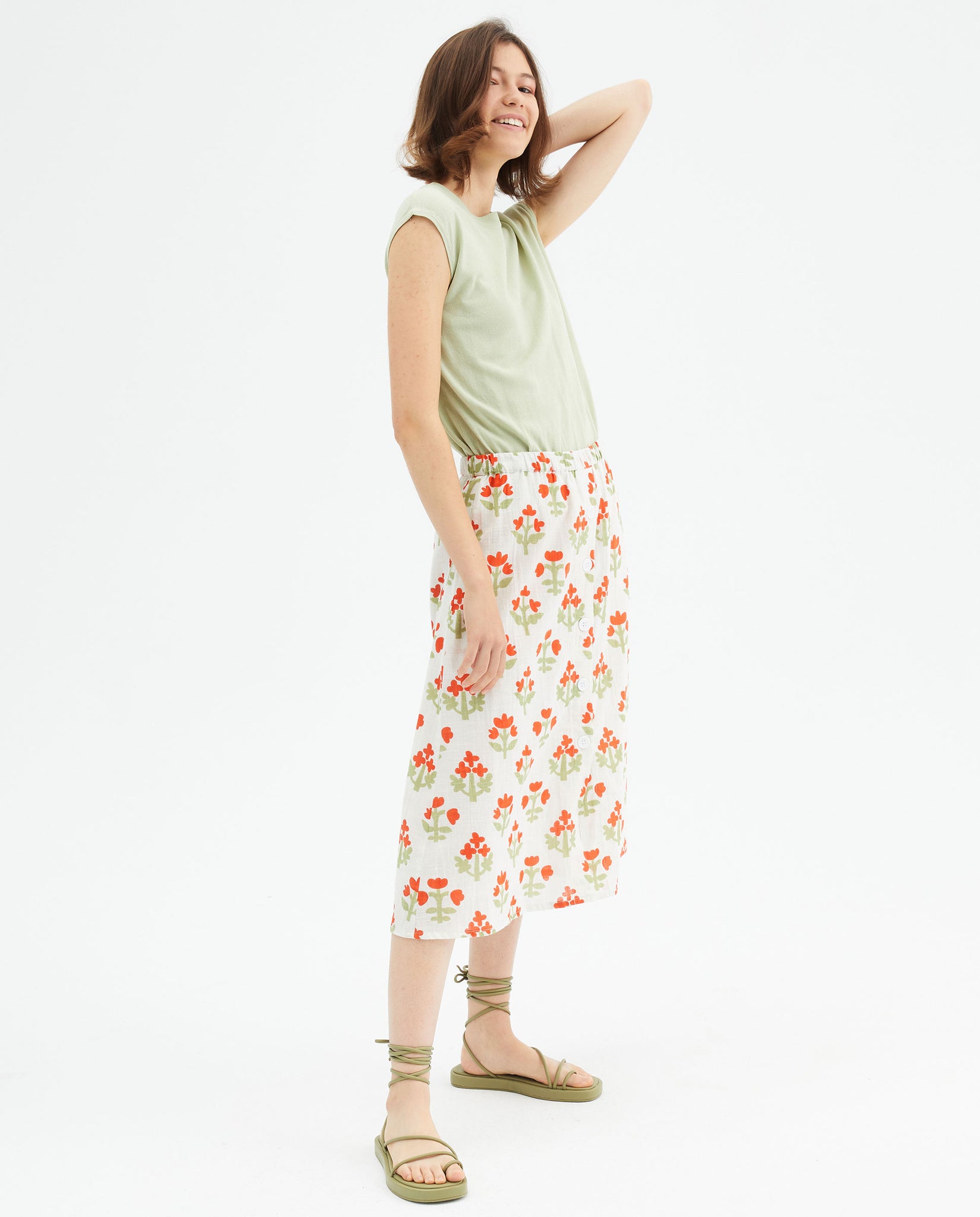 Paisley Flower Midi Skirt