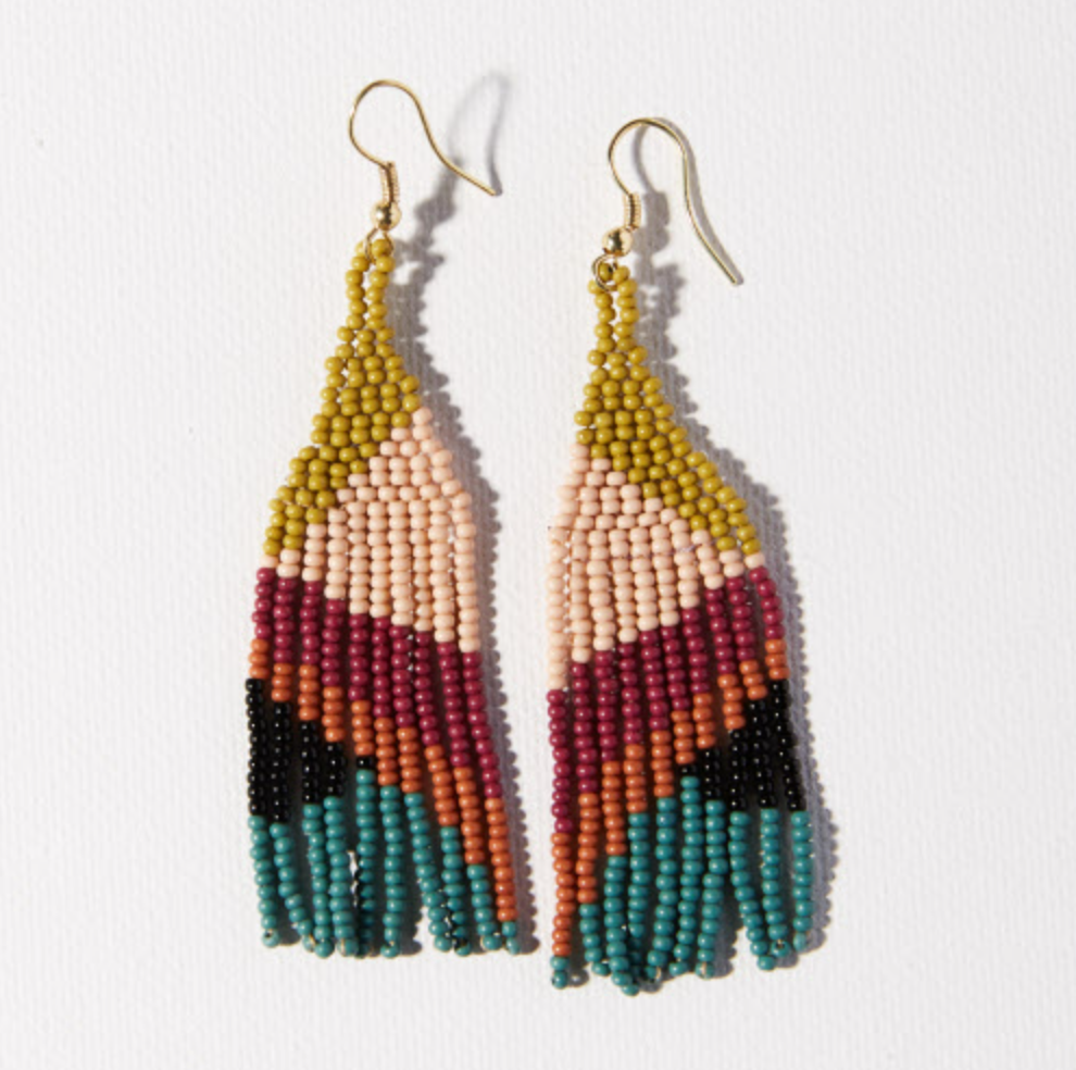 Ink + Alloy Muted Multi Color Geometric Angles Beaded Earring