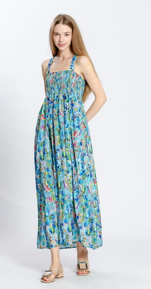 Monet Watercolor Floral Maxi Dress