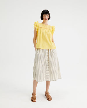 Ruthie Ruffle Sleeve Blouse in Yellow