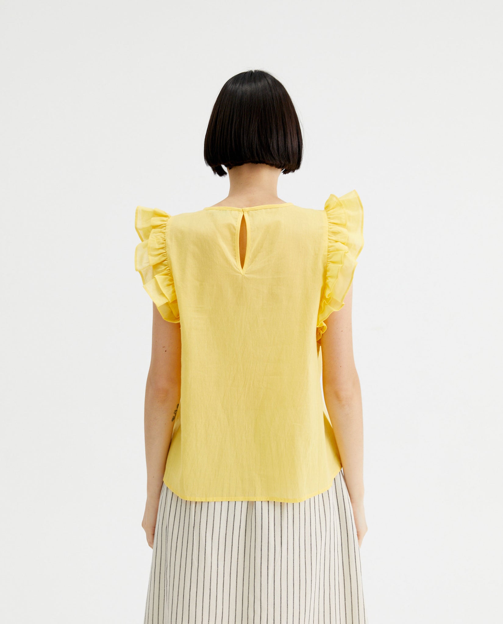 Ruthie Ruffle Sleeve Blouse in Yellow
