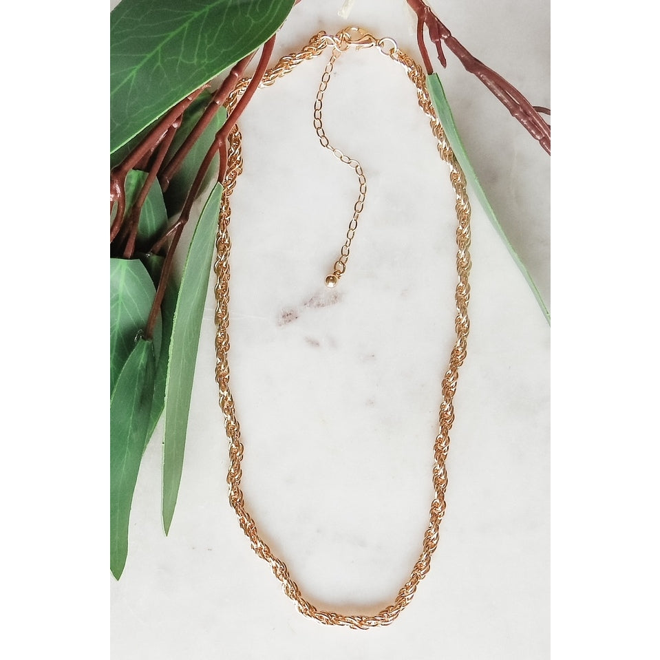 Metal Rope Chain Necklace - Gold