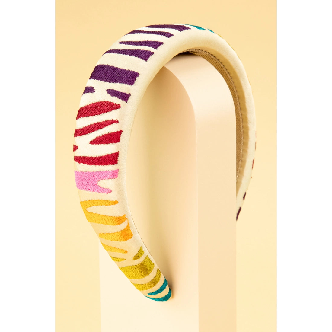 Padded Rainbow Zebra Headband