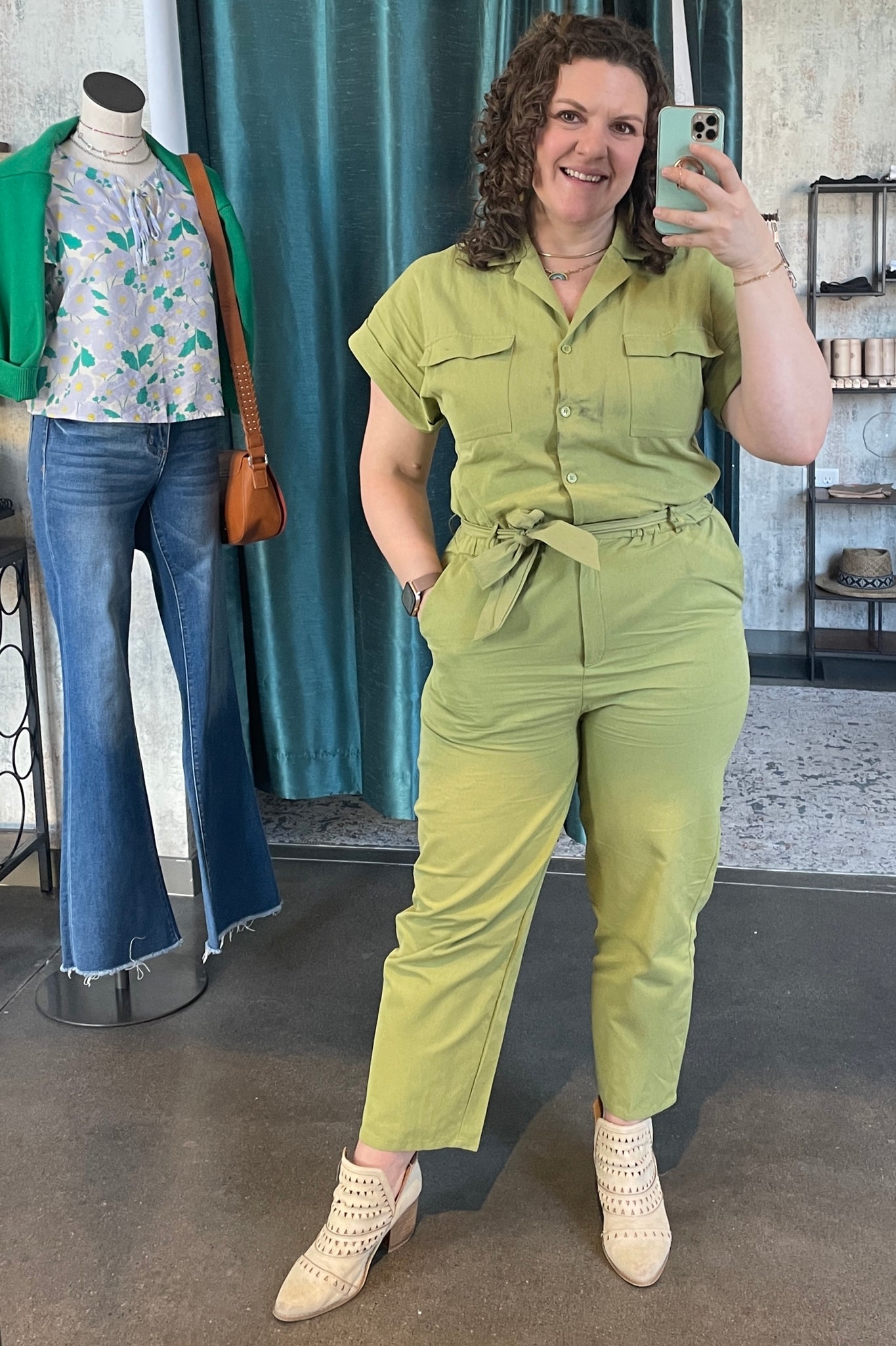 Darby Short Sleeve Cotton Twill Jumpsuit